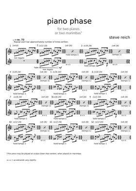 Free Steve Reich sheet music | Download PDF or print on MuseScore.com