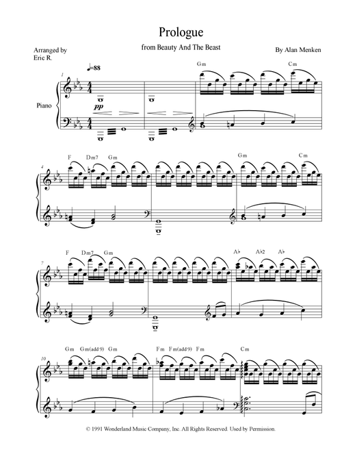 Prologue (Arr. Eric R.) - Alan Menken (Piano Solo)