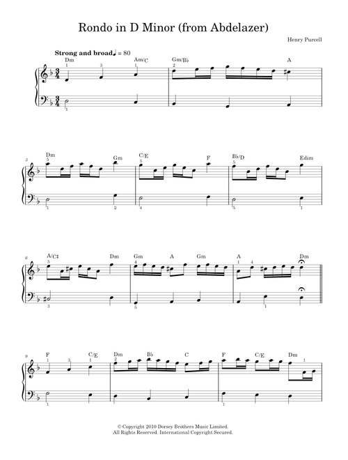 Rondo In D Minor (from Abdelazer) - Benjamin Britten, Henry Purcell (Easy Piano)