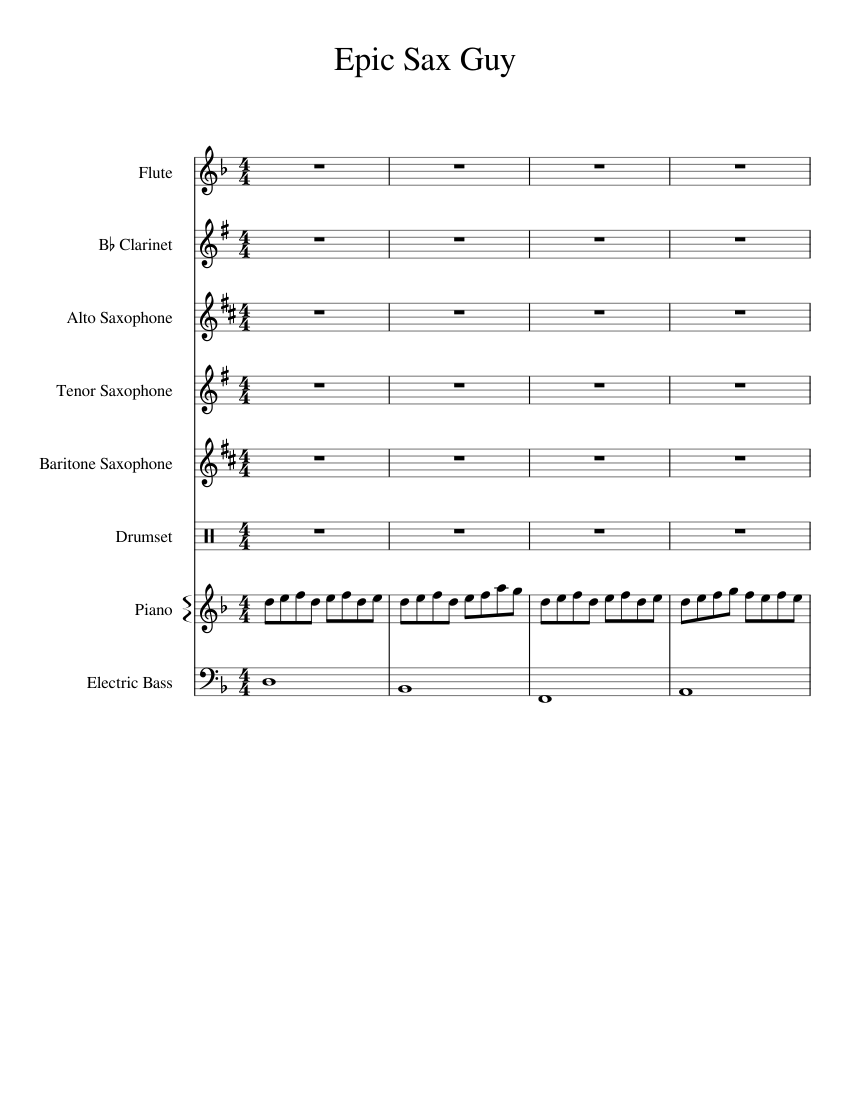 Epic Sax Guy Sheet music for Piano Flute Clarinet in b flat Saxophone alto more instruments Mixed Ensemble Musescore