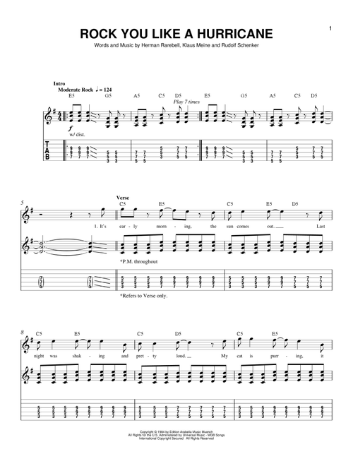 Rock You Like A Hurricane - Scorpions (Easy Guitar with TAB)