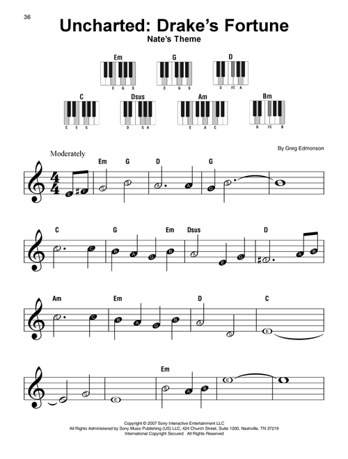Uncharted: Nate's Theme - Greg Edmonson (Super Easy Piano)