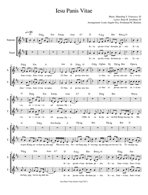 Iesu Panis Vitae - Soprano & Tenor