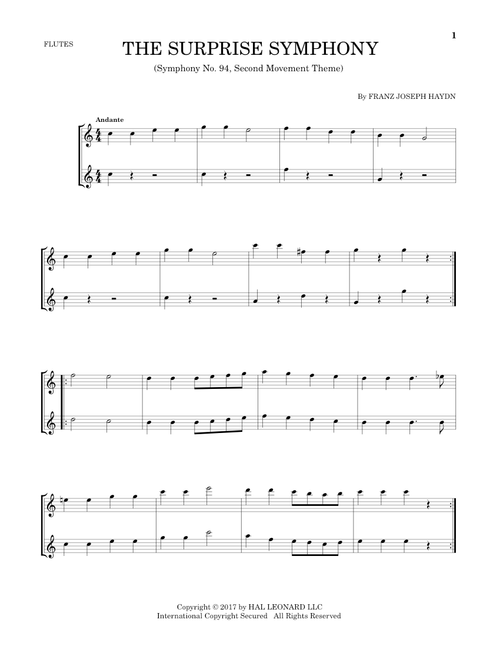 The Surprise Symphony - Franz Joseph Haydn (Flute Duet)