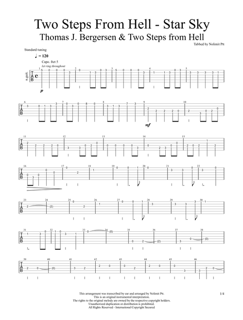 Two Steps From Hell - Star Sky (Arr. Righty) - Twö Steps From Hell (Easy Guitar with TAB)
