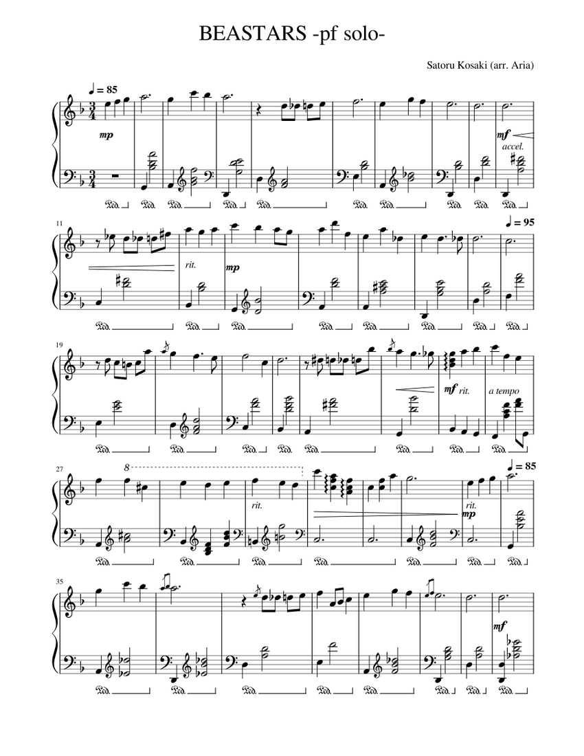BEASTARS -pf solo- (Beastars OST) Sheet Music for Piano