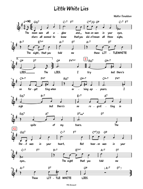 Little White Lies (Lead sheet with lyrics )
