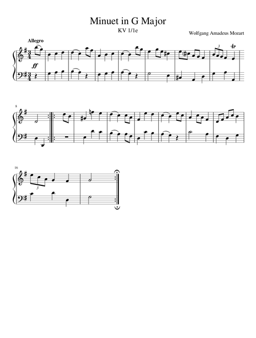 Mozart- K1/1e: Minuet in G Major