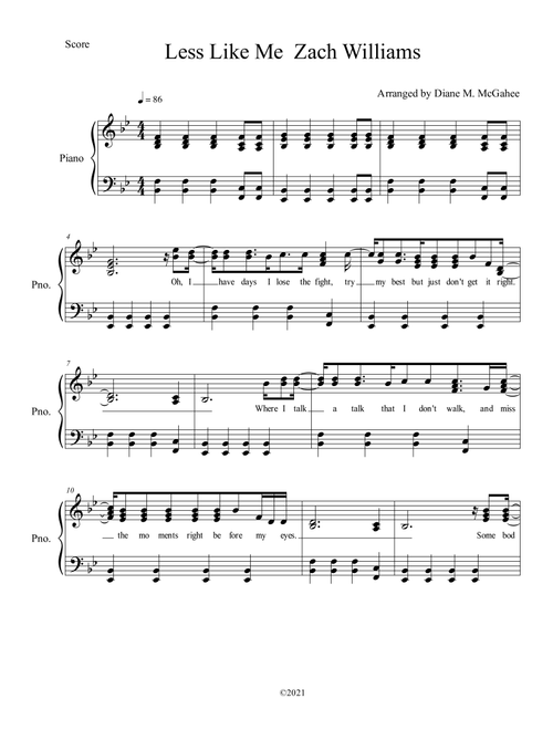 Less Like Me (Arr. Diane M. McGahee) - Zach Williams (Small Ensemble)