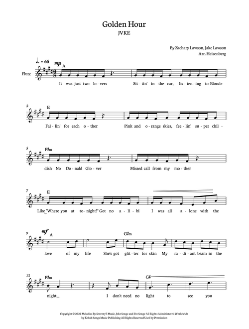 Golden Hour (Arr. Heisenberg) - Jvke (Flute Solo)