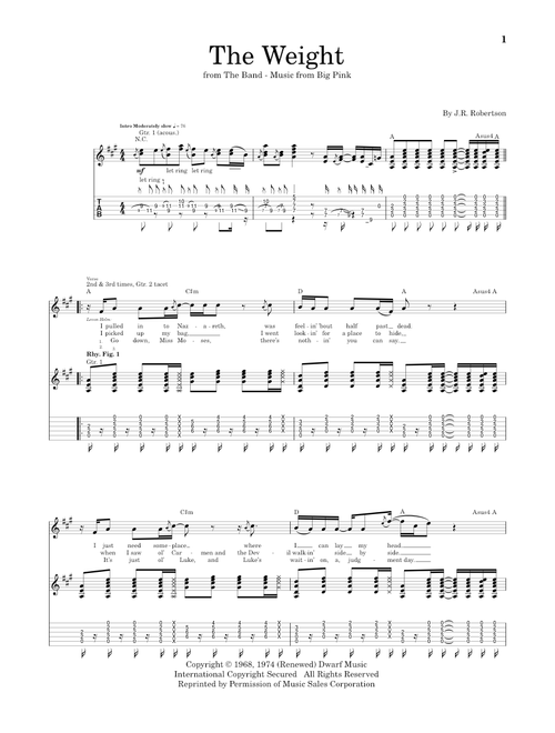 The Weight - The Band (School of Rock - Guitar Tab)