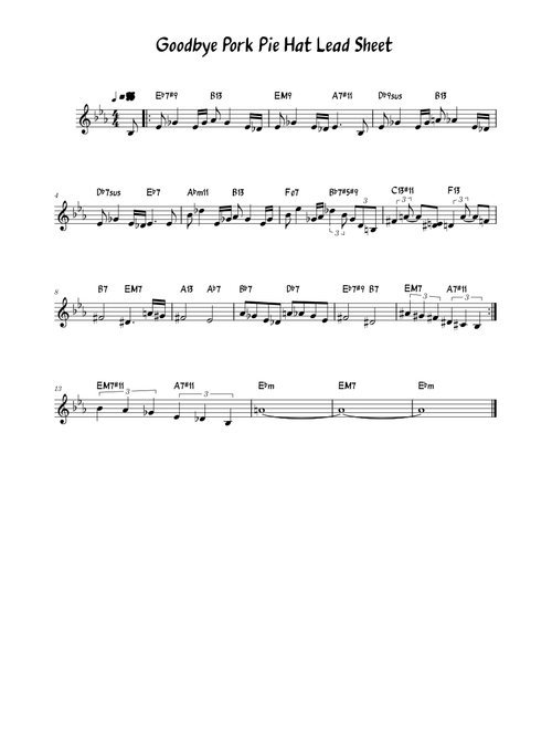 Goodbye pork pie hat – Charles Mingus Goodbye_Pork_Pie_Hat_Lead_Sheet.mscz