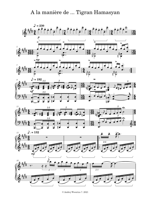A la manière de ... Tigran Hamasyan