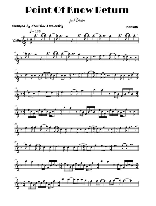 Point Of Know Return – Kansas (Violin Cover by Stanislav Kovalevskiy)
