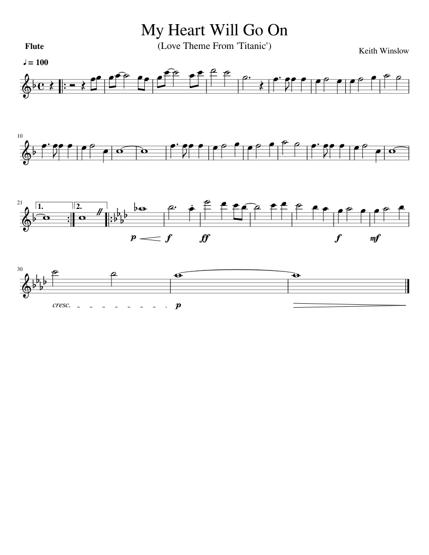 My Heart Will Go On Sheet music for Flute (Solo)