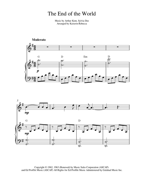 The End Of The World (Arr. Kaiserin Rebecca) - The Carpenters (Violin and Piano)