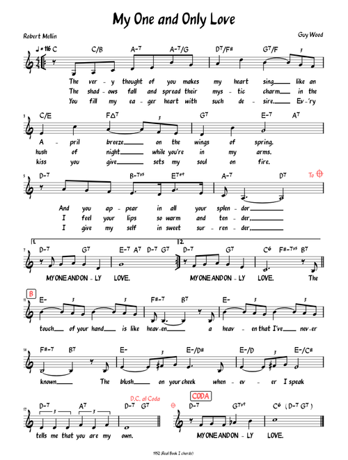 My One and Only Love (Lead sheet with lyrics )