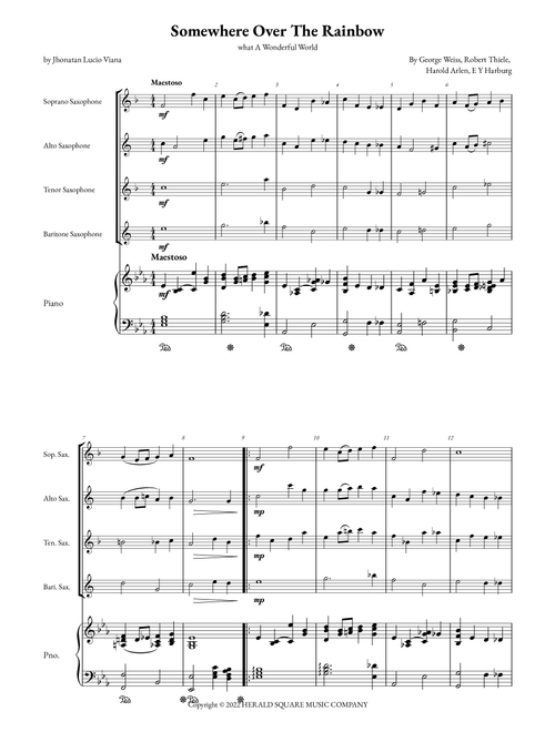 Somewhere Over The Rainbow/what A Wonderful World (Arr. Jhonatan Lucio Viana) - E Y Harburg, George Weiss, Harold Arlen (Small Ensemble)