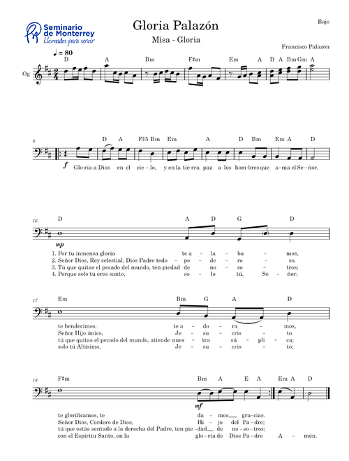 Gloria Palazón (Alrededor de tu Mesa) - Bajo