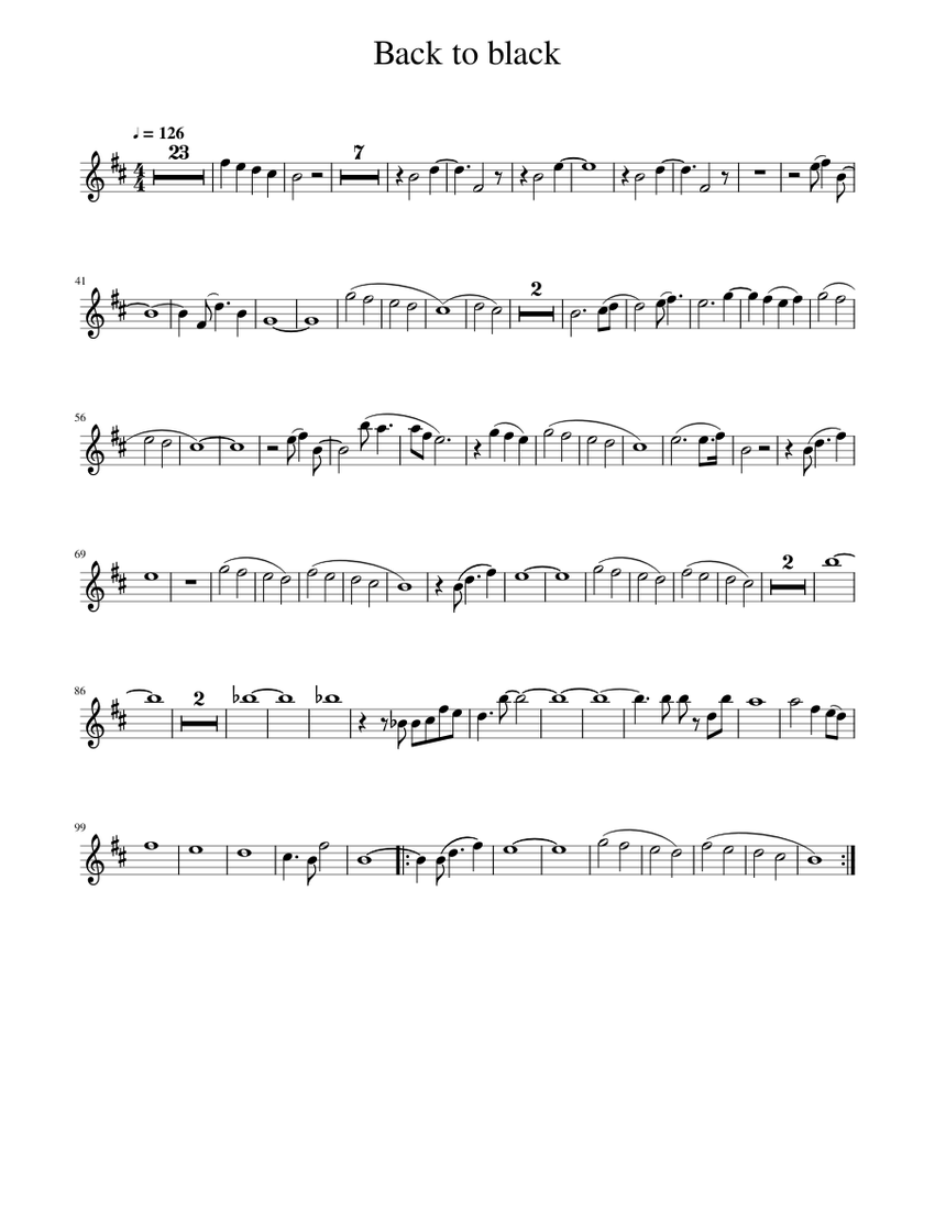 Back to black Sheet music for Saxophone alto Solo Musescore