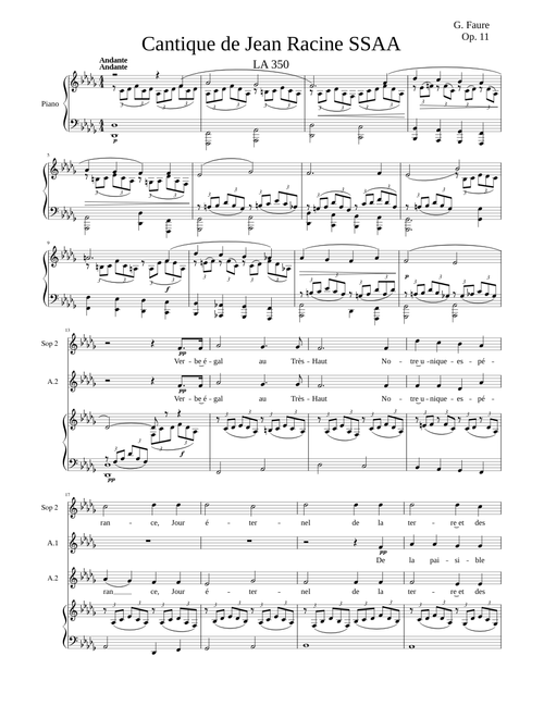 Cantique de Jean Racine, Op.11 – Gabriel Fauré Cantique de Jean Racine SSAA
