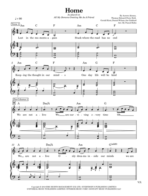 Home (Arr. Pascal Hahn) - Aurora (Piano Vocal)