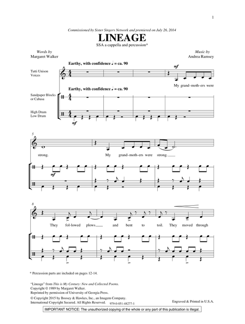 Lineage - Andrea Ramsey (Choral, SSA)