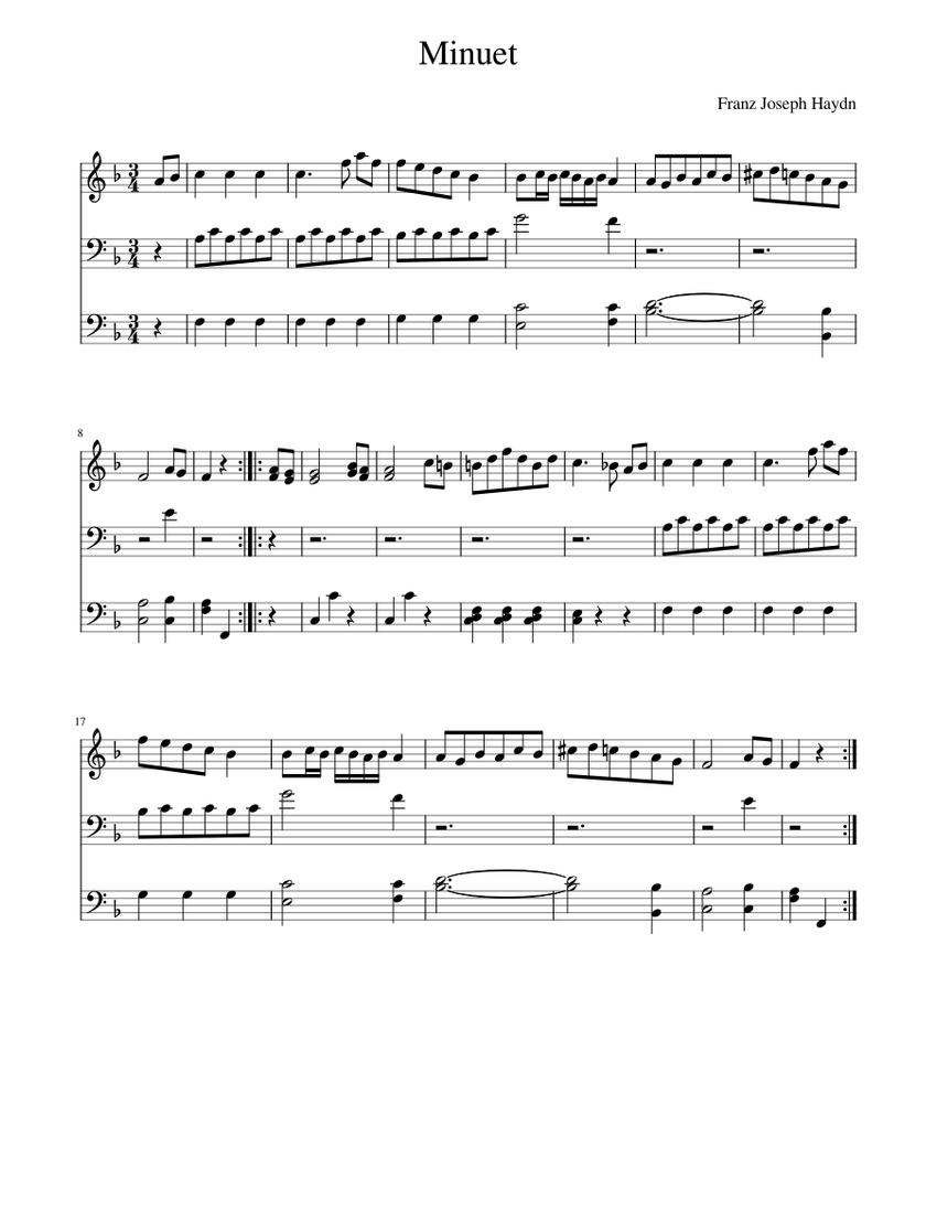 Franz Joseph Haydn - Minuet Sheet Music for Piano (Mixed