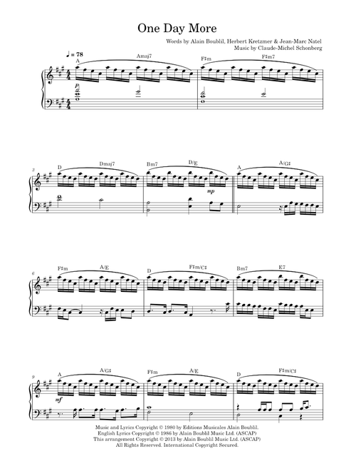 One Day More (from Les Miserables) - Boublil and Schonberg (Piano Solo)