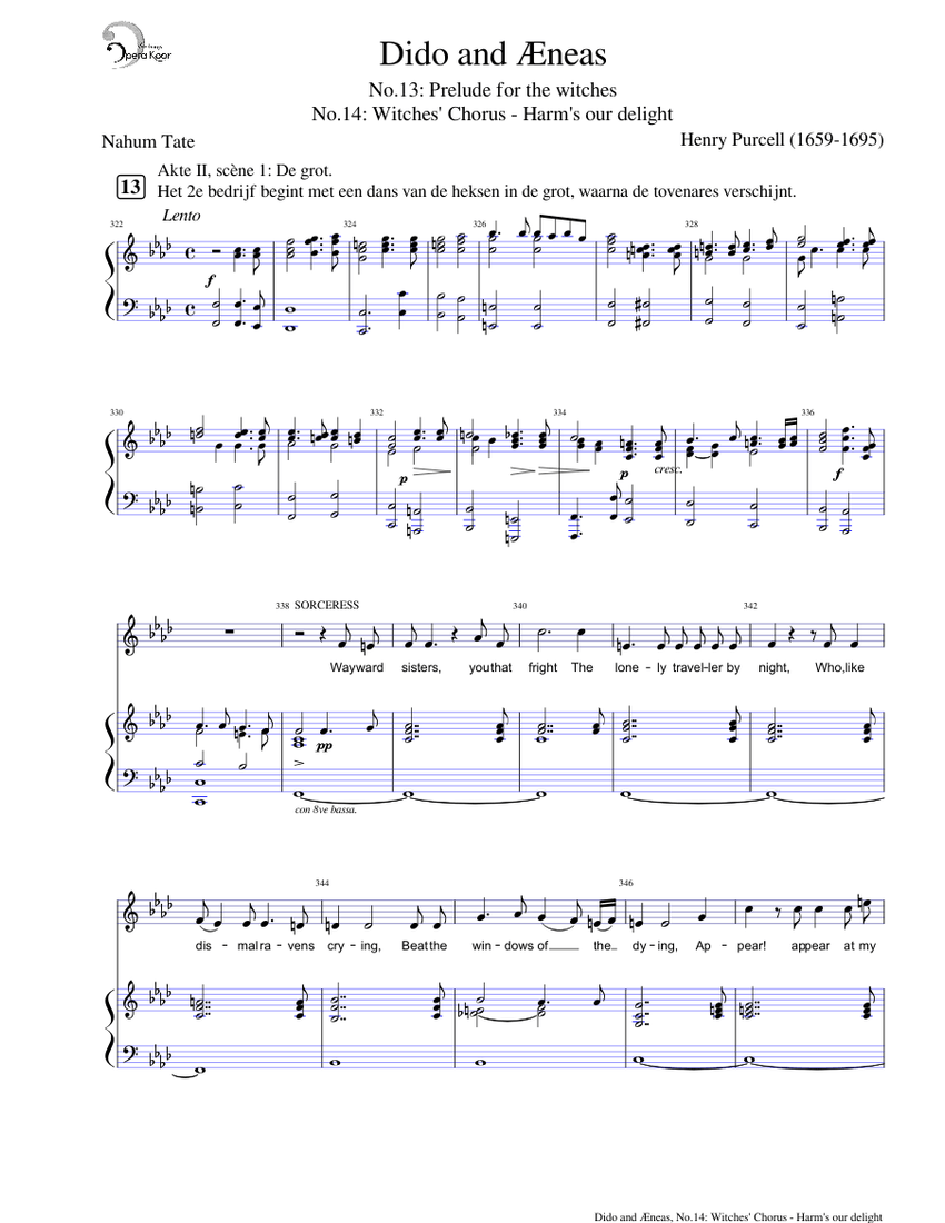 Dido and Æneas, No.14: Witches' Chorus - Harm's our delight Sheet