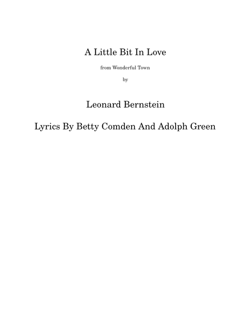 A Little Bit In Love - Leonard Bernstein