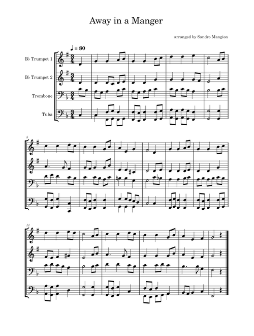 Away in a Manger - arranged by Sandro Mangion