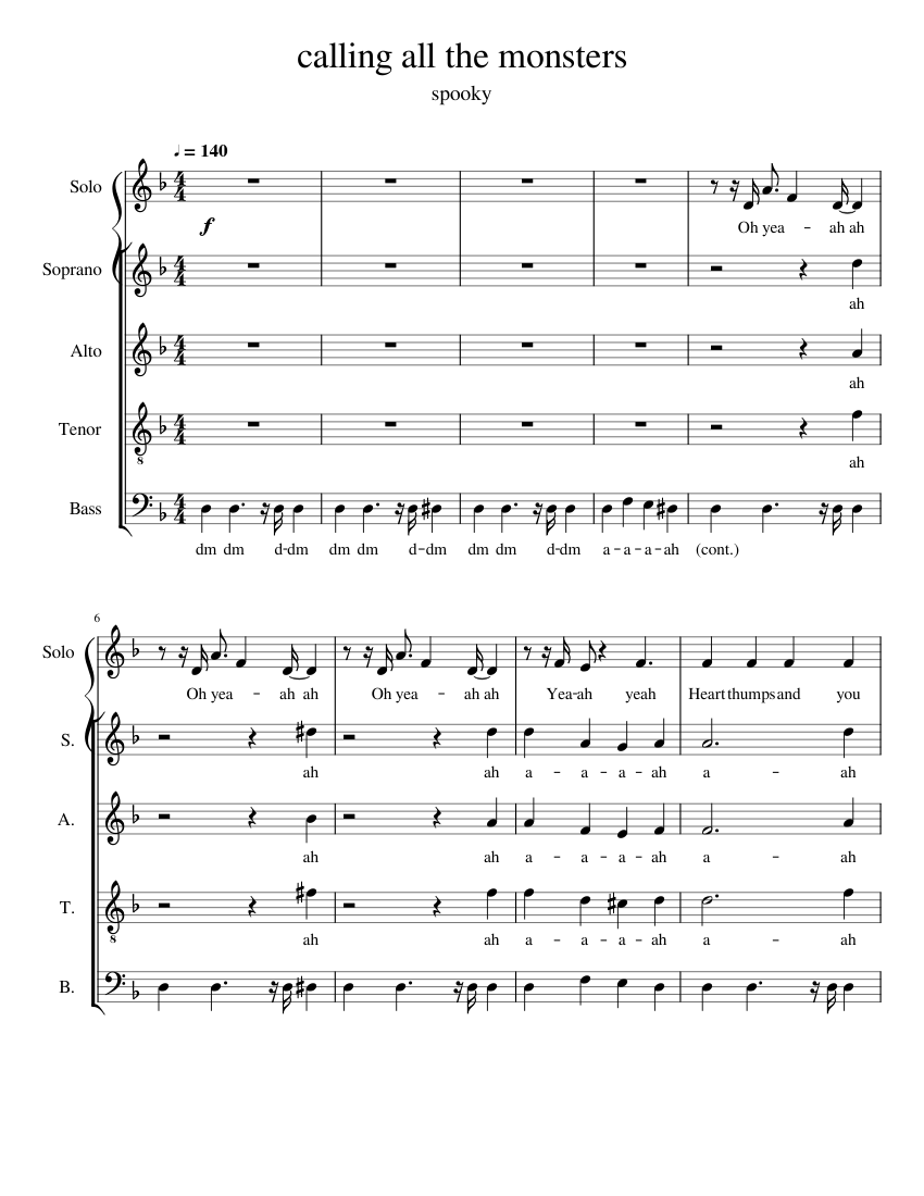 calling all the monsters Sheet music for Piano (SATB)
