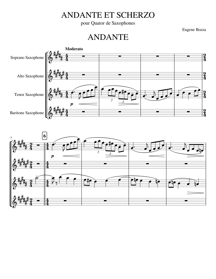 "Andante Et Scherzo" By Eugene Bozza Sheet Music For Saxophone Alto ...