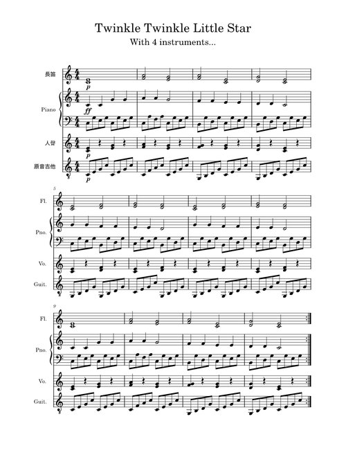 Twinkle Twinkle Little Star – Wolfgang Amadeus Mozart with 4 instruments...