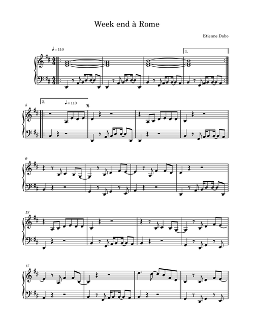 Week End A Rome (Arr. Sylvain Harvus) - Etienne Daho (Piano Solo)