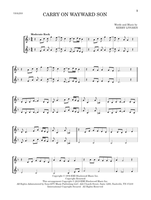Carry On Wayward Son - Kansas (Violin Duet)