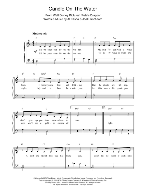 Candle On The Water (from Pete's Dragon) - Helen Reddy (Piano Solo)