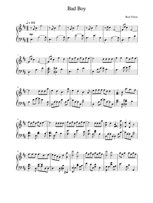 Bad Boy (Arr. Red Velvet) (Piano Solo)
