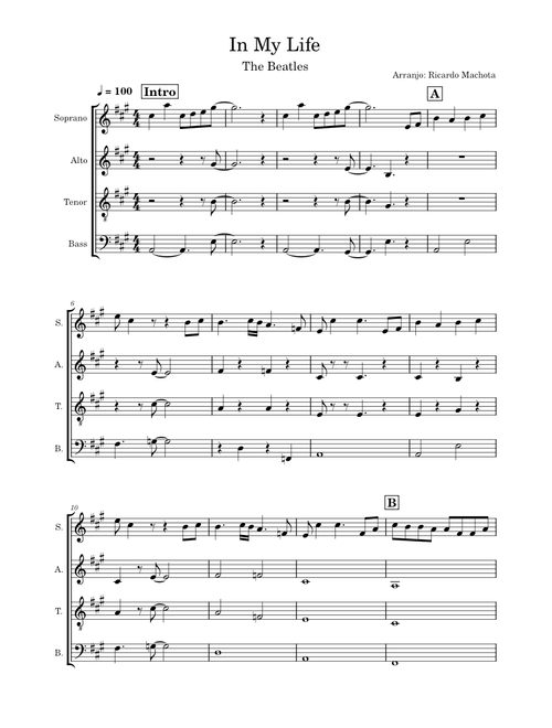In my life – The Beatles - Arranjo Vocal SATB