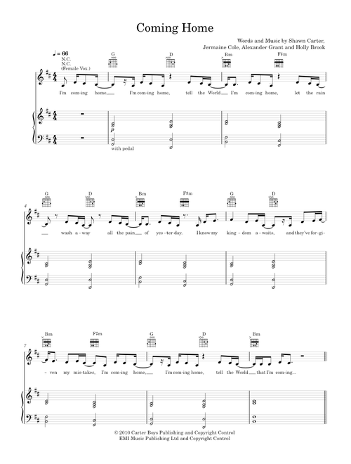 Coming Home - Diddy - Dirty Money ft. Skylar Grey (Piano-Voice-Guitar)