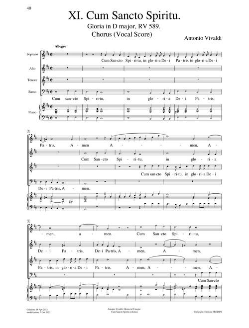 Gloria in D major, RV 589 - XI Cum Sancto Spiritu – Antonio Vivaldi