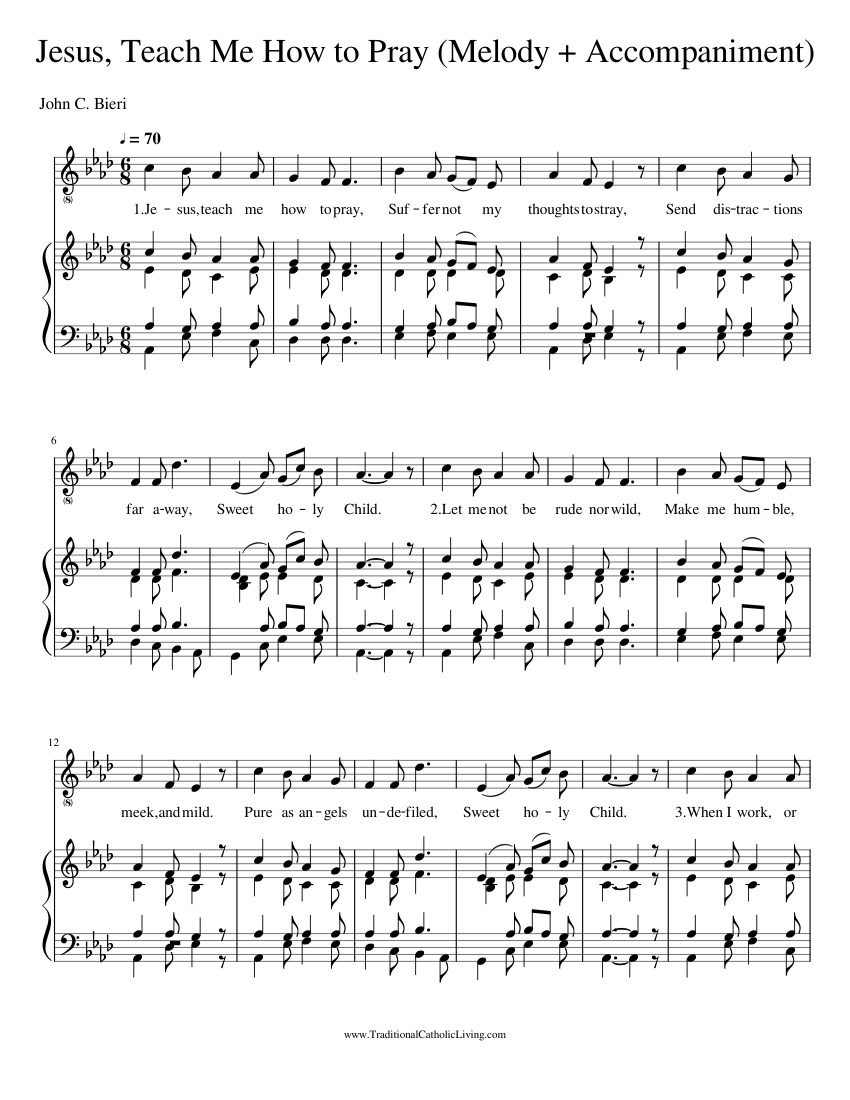 Jesus, Teach Me How to Pray (Melody + Accompaniment) Sheet music for ...