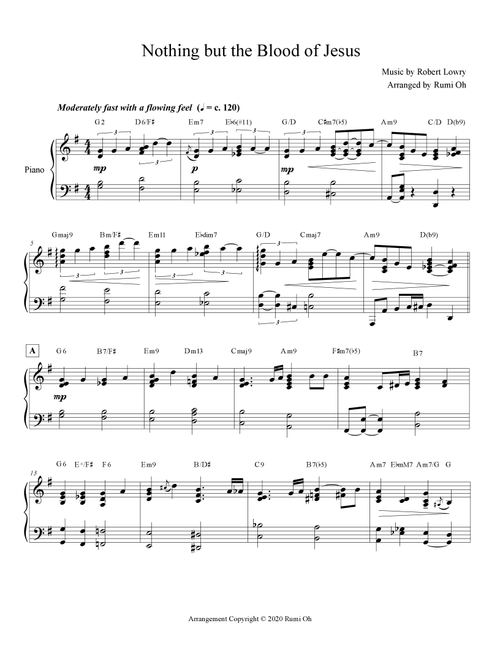 NOTHING BUT THE BLOOD OF JESUS (Hymn Arrangement for Advanced Solo Piano) (Arr. Rumi Oh) - Robert Lowry (Piano Solo)