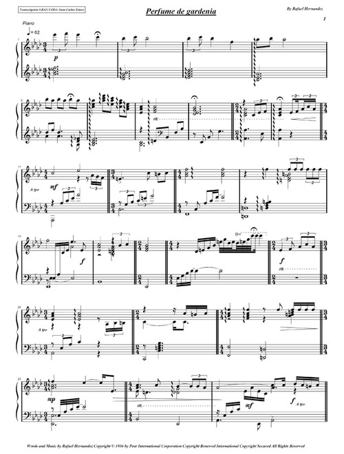 Perfume De Gardenia (Arr. juan carlos esteve / Gran Coda) - Rafael Hernandez (Piano Solo)