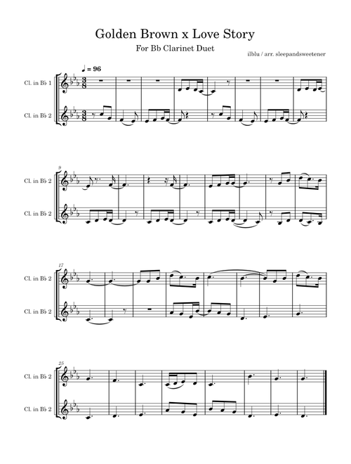 Golden Brown x Love Story – Bb Clarinet