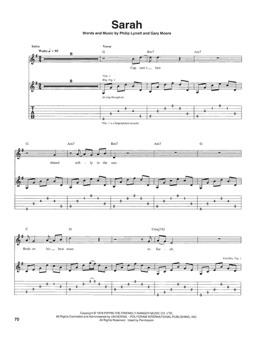 Sarah - Thin Lizzy (Guitar Tab)