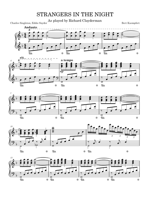 Strangers in the Night – Bert Kaempfert Strangers in the night Richard Clayderman
