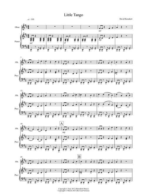 Little Tango for Easy Oboe and Piano - David Burndrett (Oboe and Piano)