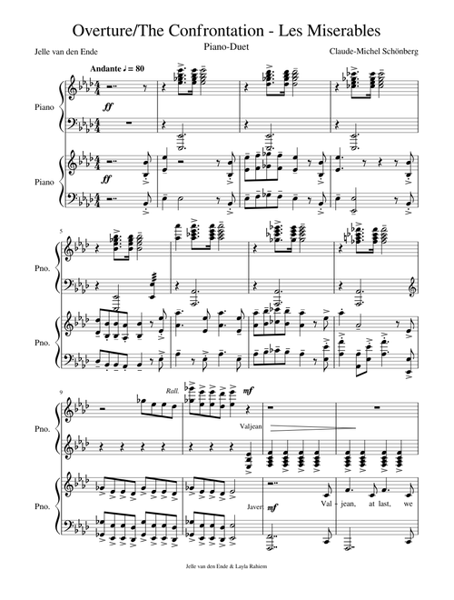 Les Miserables - Overture/Confrontation (Piano Duet)